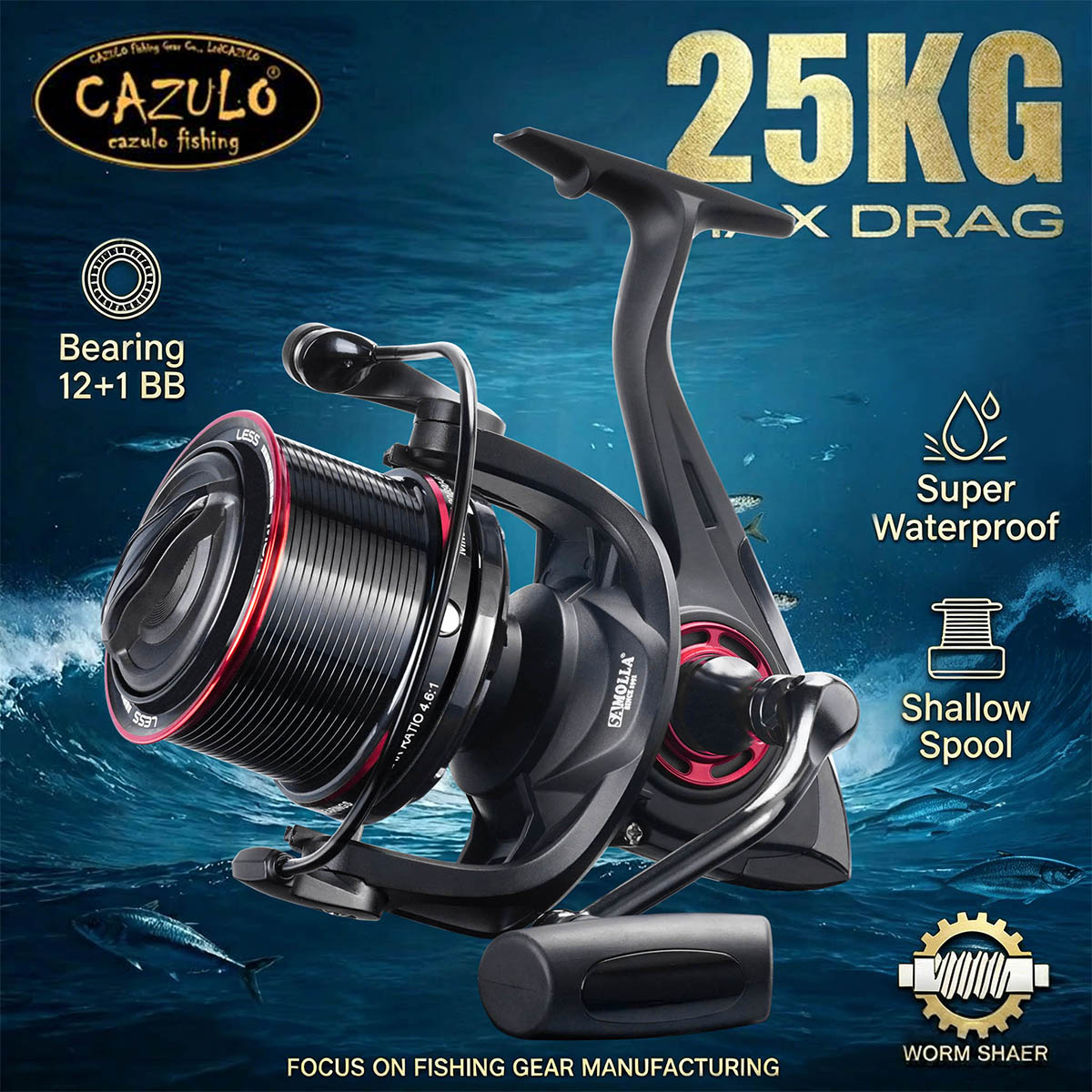 Surf Reel - Спиннинговая катушка CAZULO для дальнего заброса,